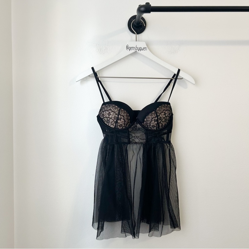 Victoria’s Secret Black Babydoll Lace Teddy Black | 34B
